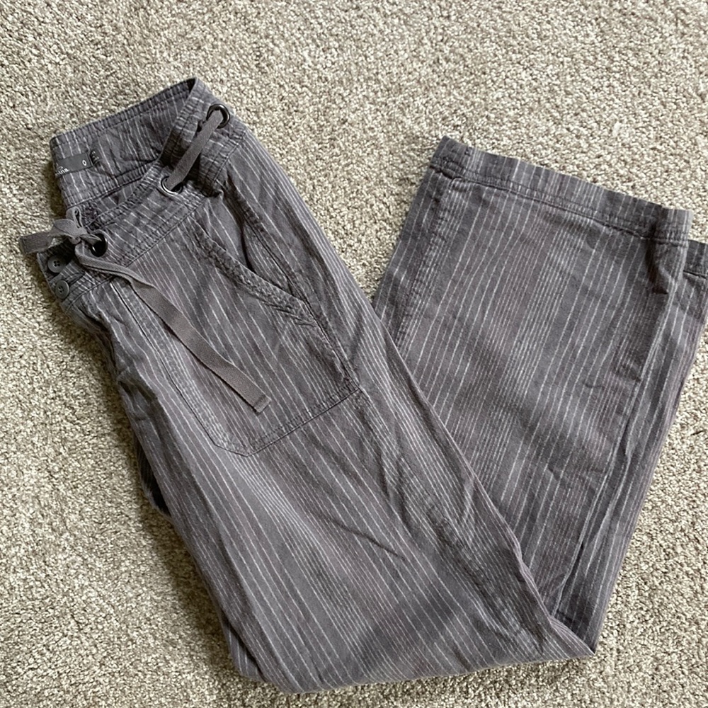 Prana linen/cotton striped gray pants 0
